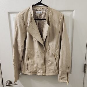 Calvin Klein Women's Beige Faux Leather Jacket